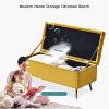 End of Bed Bench with Storage,Living Room Entryway Comfy Upholstered Footrest Shoes Bench,Luxurious Velvet Ottoman,Black,90X45X45Cm(35X18X18Inch) view 2