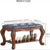 Vintage Solid Wood Entryway Bench,Button Leather Upholstered Shoe Bench Shoe Storage Organizer,Premium Bedroom Bench,A,90X35X45Cm(35X14X18Inch) view 2