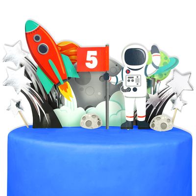 21 Pcs Space Cake Topper for Decorations - Astronaut, Rocket, Planet, and Outer Space Cupcake Toppers for Party Decorations