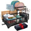 Dish Drying Rack, Dish Rack with Extra Drying Mat, 2-Tier Dish Racks for Kitchen Counter, Kitchen Gadgets with Drainboard & Utensil Hooks, Kitchen Organization & Decor, Gifts for Women & Men view 1