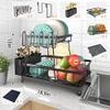 Dish Drying Rack, Dish Rack with Extra Drying Mat, 2-Tier Dish Racks for Kitchen Counter, Kitchen Gadgets with Drainboard & Utensil Hooks, Kitchen Organization & Decor, Gifts for Women & Men view 2