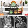 Dish Drying Rack, Dish Rack with Extra Drying Mat, 2-Tier Dish Racks for Kitchen Counter, Kitchen Gadgets with Drainboard & Utensil Hooks, Kitchen Organization & Decor, Gifts for Women & Men view 4