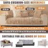 OKYUK Rabbit Plush Sofa Cover, Non-Slip Sofa Cushion Covers, Super Soft Faux Fur Throw Couch Cover, Puffy Couch Cushion Covers Washable Furniture Protector (Khaki, 90 * 180cm) view 2