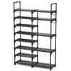 ROJASOP Shoe Rack Organizer, 8-Tier Metal Shoe Rack for Closet Entryway Garage, 26-32 Pairs Tall Shoe Boot Storage Shelf with 15 Hooks, Stackable Large Shoe Stand view 1