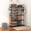 ROJASOP Shoe Rack Organizer, 8-Tier Metal Shoe Rack for Closet Entryway Garage, 26-32 Pairs Tall Shoe Boot Storage Shelf with 15 Hooks, Stackable Large Shoe Stand view 2