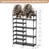 ROJASOP Shoe Rack Organizer, 8-Tier Metal Shoe Rack for Closet Entryway Garage, 26-32 Pairs Tall Shoe Boot Storage Shelf with 15 Hooks, Stackable Large Shoe Stand view 3