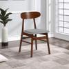 Benjara BEV 20 Inch Set of 2 Dining Chairs, Light Gray Cushions, Brown Rubberwood view 2