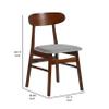 Benjara BEV 20 Inch Set of 2 Dining Chairs, Light Gray Cushions, Brown Rubberwood view 3
