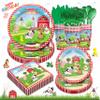 Piooluialy Farm Birthday Party Supplies Tableware Set - Farm Animal Party Decorations Include Dinner Plates, Cups, Napkins, Cutlery, Farm House Animal Barnyard Theme Party Supplies | Serves 24 view 1