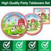 Piooluialy Farm Birthday Party Supplies Tableware Set - Farm Animal Party Decorations Include Dinner Plates, Cups, Napkins, Cutlery, Farm House Animal Barnyard Theme Party Supplies | Serves 24 view 2