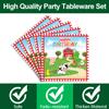 Piooluialy Farm Birthday Party Supplies Tableware Set - Farm Animal Party Decorations Include Dinner Plates, Cups, Napkins, Cutlery, Farm House Animal Barnyard Theme Party Supplies | Serves 24 view 3