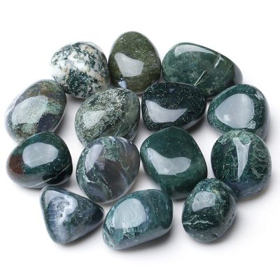 MAIBAOTA Moss Agate Stones Bulk Tumbled Crystals Polished Stones Natural Gemstones Decorative Stones for Vase