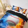 Baseball Duvet Cover Boys Kids Personalized Customize Name Bedding Full Size Sports Theme Customized Comforter Cover Teens Girls Fire and Ice Sports Baseball Bedspread Covers 3 Pcs, Red Blue view 2