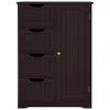 Topeakmart Bathroom Storage Cabinet Freestanding Floor Cabinet with 4 Drawers and a Door Cabinet for Living Room or Hallway, Espresso view 1