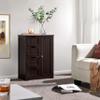 Topeakmart Bathroom Storage Cabinet Freestanding Floor Cabinet with 4 Drawers and a Door Cabinet for Living Room or Hallway, Espresso view 2
