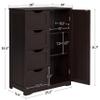 Topeakmart Bathroom Storage Cabinet Freestanding Floor Cabinet with 4 Drawers and a Door Cabinet for Living Room or Hallway, Espresso view 3
