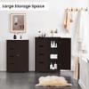 Topeakmart Bathroom Storage Cabinet Freestanding Floor Cabinet with 4 Drawers and a Door Cabinet for Living Room or Hallway, Espresso view 4