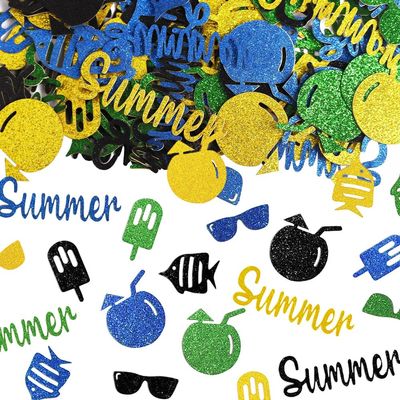 Hying 200 Pieces Summer Confetti Decorations for Table, Summer Ice Cream Sequins Glitter Yellow Blue Table Confetti Sea Fish Sunglasses Paper Confetti Decoration for Summer Holiday Beach Party Favors