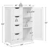 Yaheetech Large Bathroom Floor Cabinet with 4 Dawers and Single Door Cabinet, Freestanding Storage Cabinet for Living Room Kitchen Hallway, White view 3