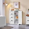Yaheetech Large Bathroom Floor Cabinet with 4 Dawers and Single Door Cabinet, Freestanding Storage Cabinet for Living Room Kitchen Hallway, White view 4