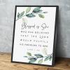 Bedroom Wall Decor,Blessed Is She Who Has Believed Luke 1:45 Scripture Printable Bible Verse Wall Art Print Pregnancy Gift Mom Women Nursery Baby Girl Art Print,8x12 Inch Framed Wall Art view 1