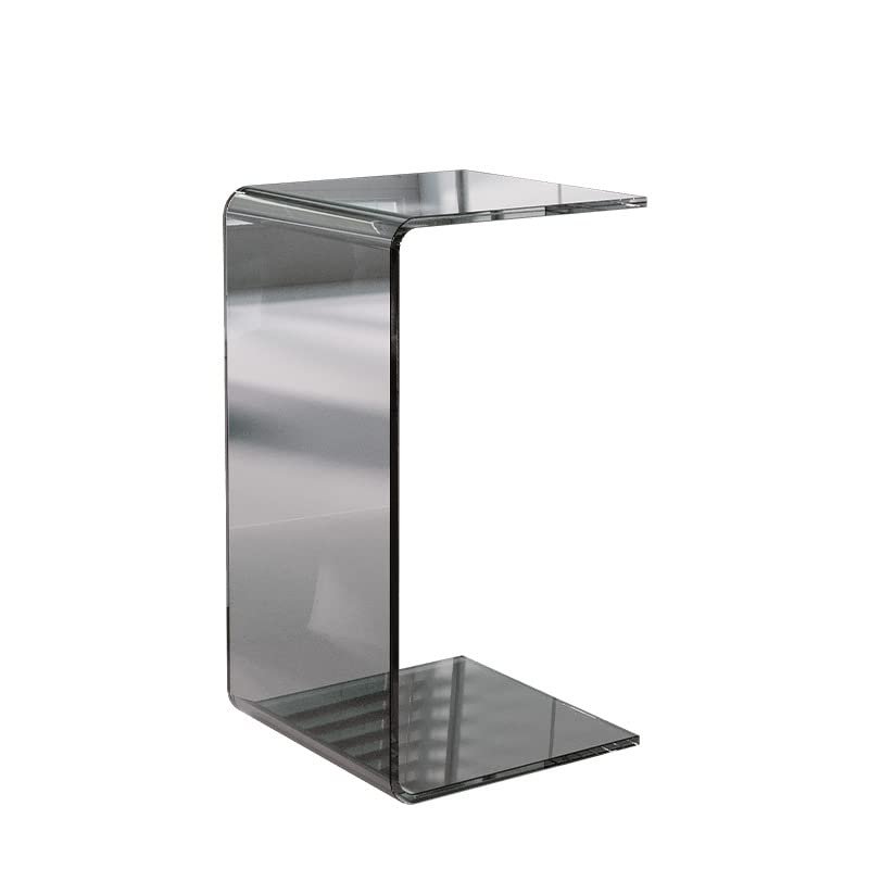 Acrylic Side Light Luxury Sofa Tea Table Italian Minimalist Side Table Nordic Net Red Clear Glass Living Room Corner (Smoke)