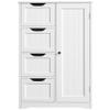 Topeakmart Bathroom Storage Cabinet Freestanding Floor Cabinet with 4 Drawers and a Door Cabinet for Living Room or Hallway, White view 1