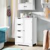 Topeakmart Bathroom Storage Cabinet Freestanding Floor Cabinet with 4 Drawers and a Door Cabinet for Living Room or Hallway, White view 2