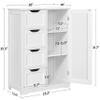 Topeakmart Bathroom Storage Cabinet Freestanding Floor Cabinet with 4 Drawers and a Door Cabinet for Living Room or Hallway, White view 3
