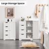 Topeakmart Bathroom Storage Cabinet Freestanding Floor Cabinet with 4 Drawers and a Door Cabinet for Living Room or Hallway, White view 4