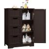 Yaheetech Large Bathroom Floor Cabinet with 4 Drawers and Single Door Cabinet, Freestanding Storage Cabinet for Living Room Kitchen Hallway, Espresso view 1