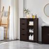 Yaheetech Large Bathroom Floor Cabinet with 4 Drawers and Single Door Cabinet, Freestanding Storage Cabinet for Living Room Kitchen Hallway, Espresso view 2