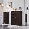 Yaheetech Large Bathroom Floor Cabinet with 4 Drawers and Single Door Cabinet, Freestanding Storage Cabinet for Living Room Kitchen Hallway, Espresso view 4