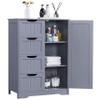 Yaheetech Large Bathroom Floor Cabinet with 4 Dawers and Single Door Cabinet, Freestanding Storage Cabinet for Living Room Kitchen Hallway, Gray view 1