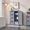 Yaheetech Large Bathroom Floor Cabinet with 4 Dawers and Single Door Cabinet, Freestanding Storage Cabinet for Living Room Kitchen Hallway, Gray view 2