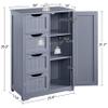 Yaheetech Large Bathroom Floor Cabinet with 4 Dawers and Single Door Cabinet, Freestanding Storage Cabinet for Living Room Kitchen Hallway, Gray view 3