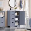 Yaheetech Large Bathroom Floor Cabinet with 4 Dawers and Single Door Cabinet, Freestanding Storage Cabinet for Living Room Kitchen Hallway, Gray view 4