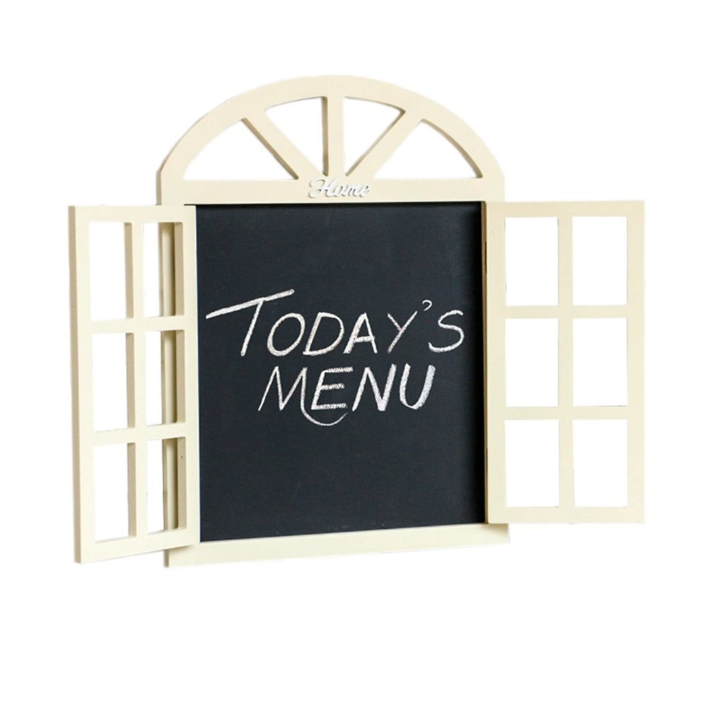 MAXHID Wall-Mounted Decorative Chalkboard with Window Design,Erasable Chalk Message Board,for Kitchen Living Dining Room Entryway Decor (Color : Beige)