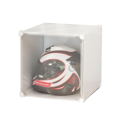 Helmet Display Case Motorcycle Helmet Storage Cabinet, Acrylic Box Square Case Protected Cabinet Protection Storage Cover CollectionsFor Clothing, Bags, Books ( Color : White , Size : 36.5x36.5x36.5cm