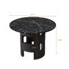 42.12" Modern Round Dining Table for 4, Kitchen Table with Printed Black Marble Table Black Dining Room Table with Black Hollow Cylindrical Base for Dining Room, Kitchen, Living Room view 2
