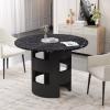 42.12" Modern Round Dining Table for 4, Kitchen Table with Printed Black Marble Table Black Dining Room Table with Black Hollow Cylindrical Base for Dining Room, Kitchen, Living Room view 4