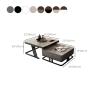 CraftThink Coffee Table, Glass Slate Square Top with Sturdy Steel Frame Side Table Cocktail Table with Drawer for Living Room Office- Brown & Black, 31.5"L x 31.5"W x 16.5"H + 23.5"L x 23.5"W x 14"H view 2