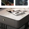 CraftThink Coffee Table, Glass Slate Square Top with Sturdy Steel Frame Side Table Cocktail Table with Drawer for Living Room Office- Brown & Black, 31.5"L x 31.5"W x 16.5"H + 23.5"L x 23.5"W x 14"H view 4