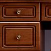 KWOKING Traditional Solid Wood 60.23" High Vanity Set with Stool and Mirror Rubberwood Dressing Table Storage Cabinet Integrated Retro Multi-functional Makeup Table Nut-Brown 45.3"L x 18.5"W x 61"H view 2