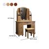 KWOKING Traditional Solid Wood 60.23" High Vanity Set with Stool and Mirror Rubberwood Dressing Table Storage Cabinet Integrated Retro Multi-functional Makeup Table Nut-Brown 45.3"L x 18.5"W x 61"H view 4