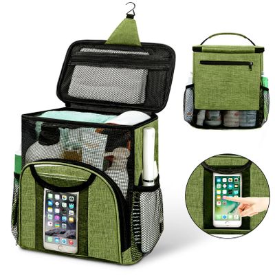 Attmu Portable Shower Caddy College Tote Bag, Quick Dry Hanging Toiletry Bag, Large Capacity Mesh Shower Caddy Portable for College Dorm Room Essentials for Boys and Girls for Bath Camping (Green)