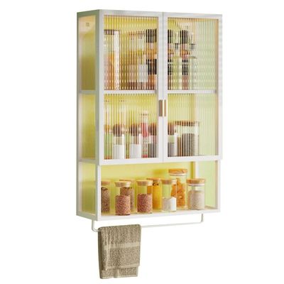 zktoermn Wall Mounted Bathroom Cabinet, Above Toilet Storage Organizer Laundry Room Kitchen Shelf with Towels Bar No Drilling Washroom Vanity Cabinet XJJUN (Color : White, Size : 40x14.5x70cm)