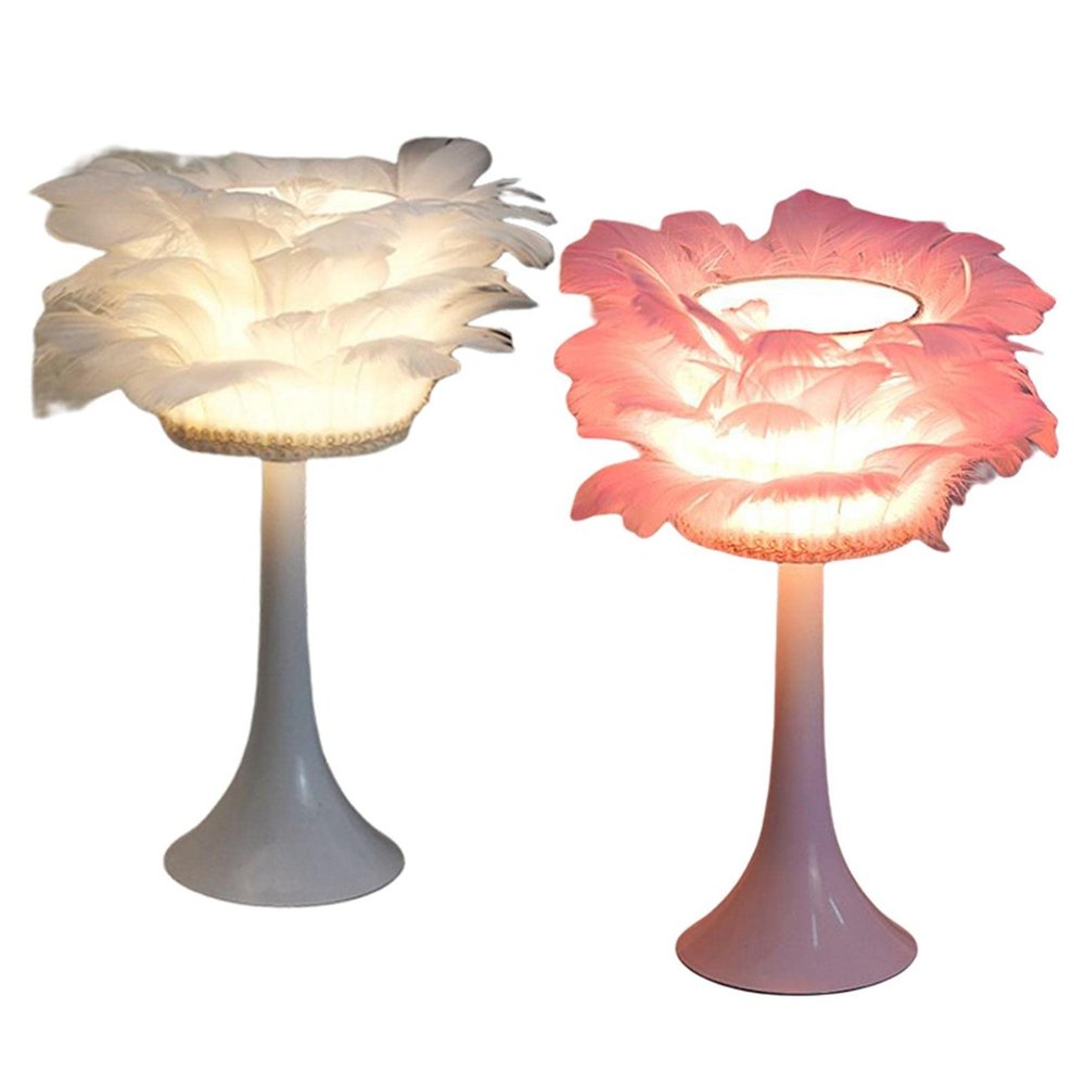 AAGAZA 2Pcs Nordic Feather LED Desk Light USB Nightlight Bedroom Dorm Decoration/1854