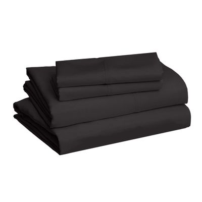 Favor Homes Black Bedding Luxury 4 Piece Twin Sheet Set 1 Flat, Sheet 21 Inch Deep Pocket Fitted Sheet & 2 Pillowcases