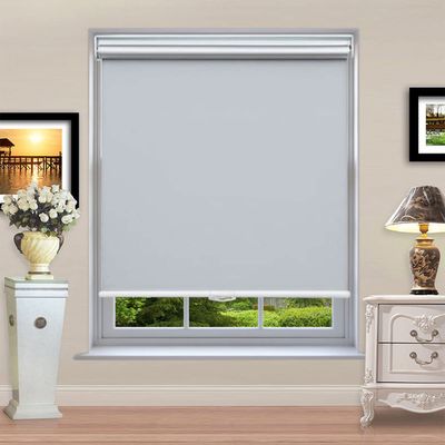 100% Blackout Roller Window Shades- Cordless Room Darkening Blinds, Door Shade with Thermal Insulated Bedroom Shades UV Rays Blocking, 69" W x 42" H Light Gray, Safety for Home
